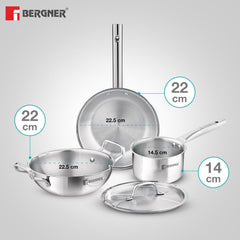 Bergner TriPro 4 pcs Tri-Ply Stainless Steel Cookware Set