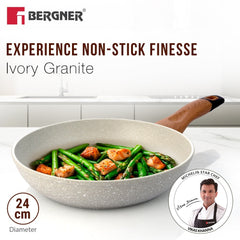 Bergner Ivory Granite Non-Stick 24cm Frypan, Forged Aluminium