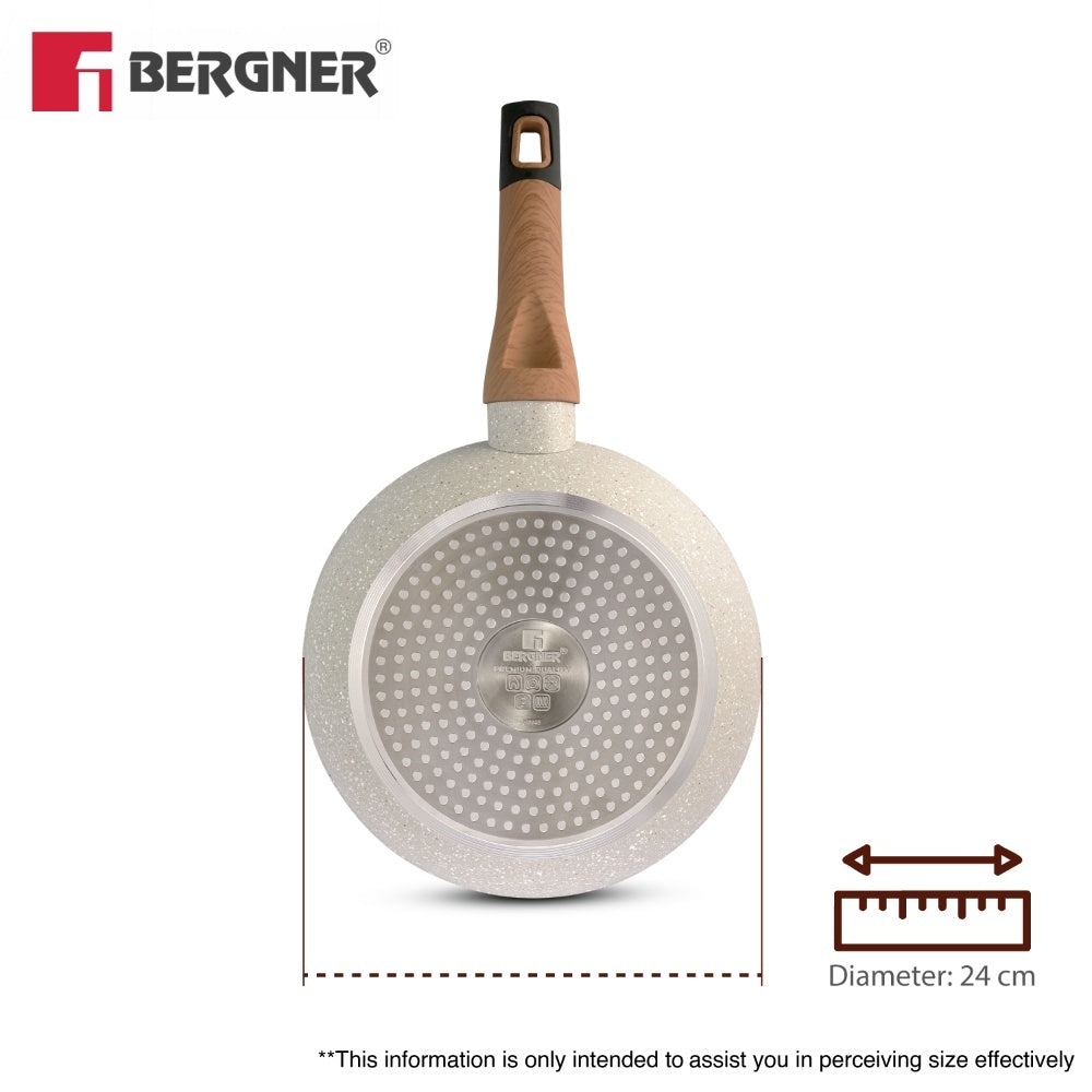 Bergner Ivory Granite Non-Stick 24cm Frypan, Forged Aluminium