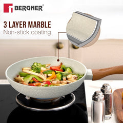 Bergner Ivory Granite Non-Stick 24cm Frypan, Forged Aluminium