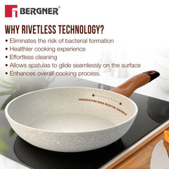 Bergner Ivory Granite Non-Stick 24cm Frypan, Forged Aluminium