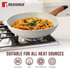 Bergner Ivory Granite Non-Stick 24cm Frypan, Forged Aluminium