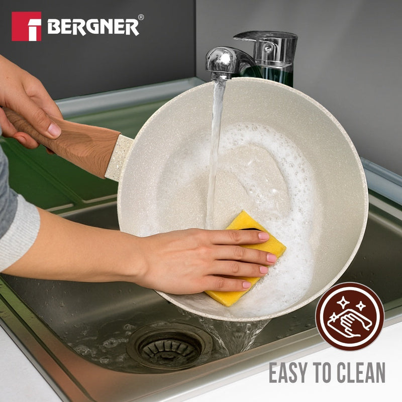 Bergner Ivory Granite Non-Stick 24cm Frypan, Forged Aluminium
