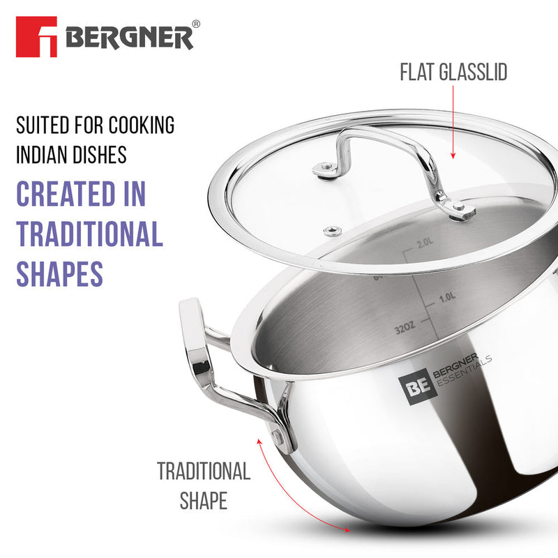 Bergner BE Essentials TriPro Tri-Ply 7 Pcs Cookware Set