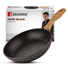 Bergner Ivory Black Granite 24cm Non-Stick Frypan