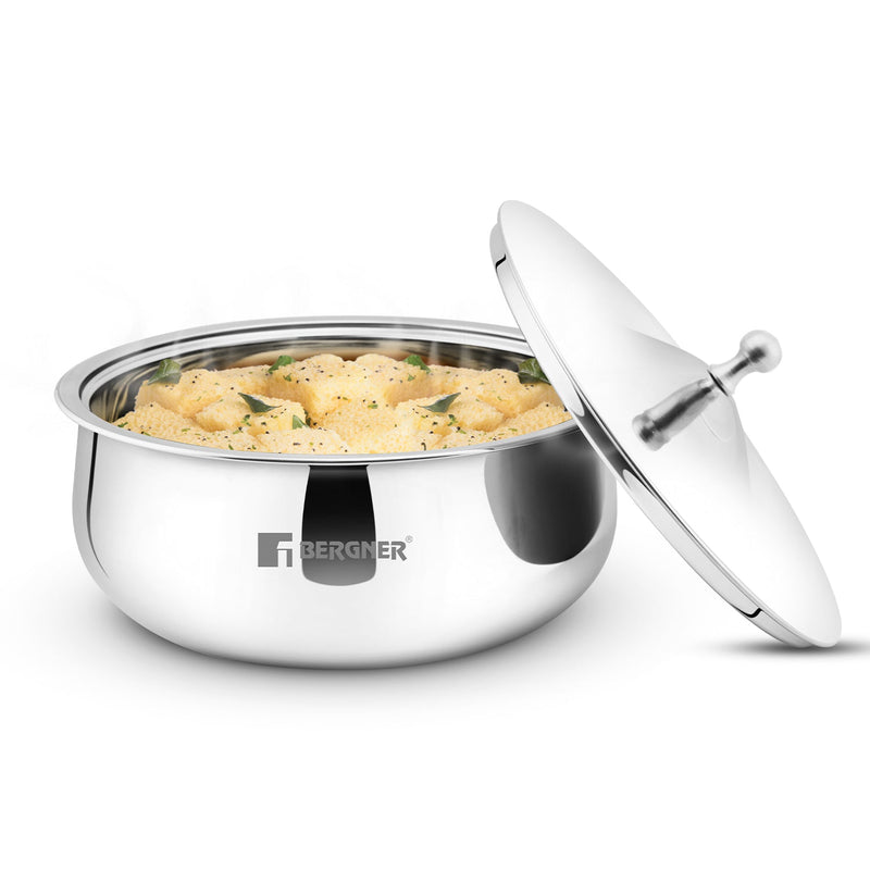 Bergner Vienna Stainless Steel Hot Pot, Double Walled Serving Casserole with PU Insulated Stainless Steel Lid
