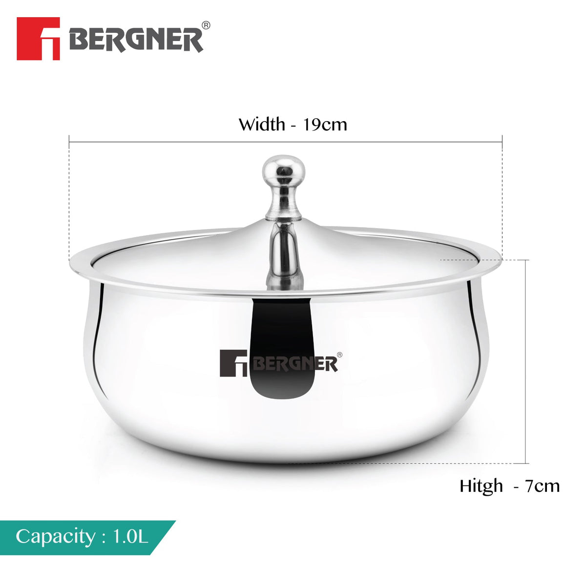 Bergner Vienna Stainless Steel Hot Pot, Double Walled Serving Casserole with PU Insulated Stainless Steel Lid