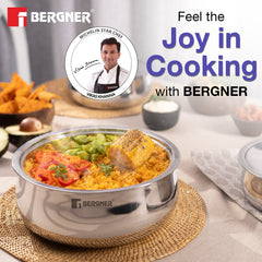 Bergner Vienna Stainless Steel Hot Pot, Double Walled Serving Casserole with PU Insulated Stainless Steel Lid