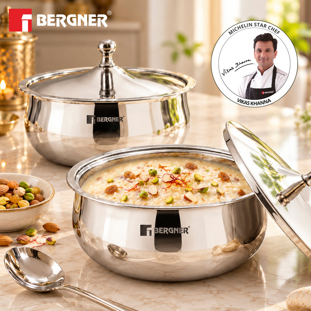 Bergner Vienna Stainless Steel 2 Hot Pot Combo Set / Roti Casserole