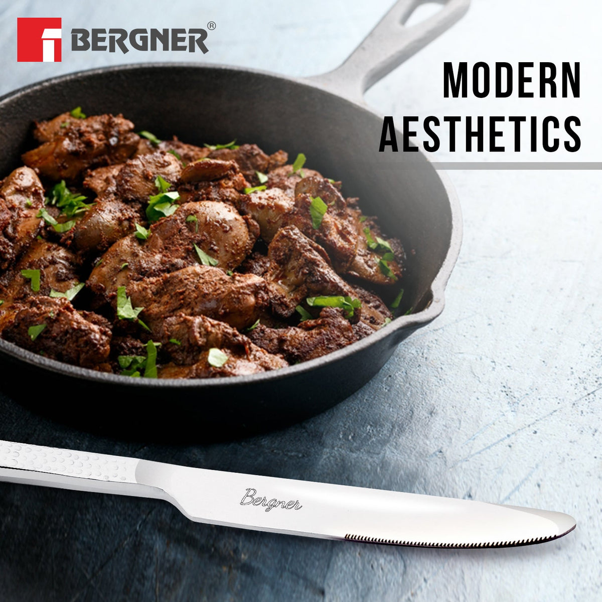 Bergner BE Essentials Sitello Stainless Steel 2 Pcs Dinner Knife Set