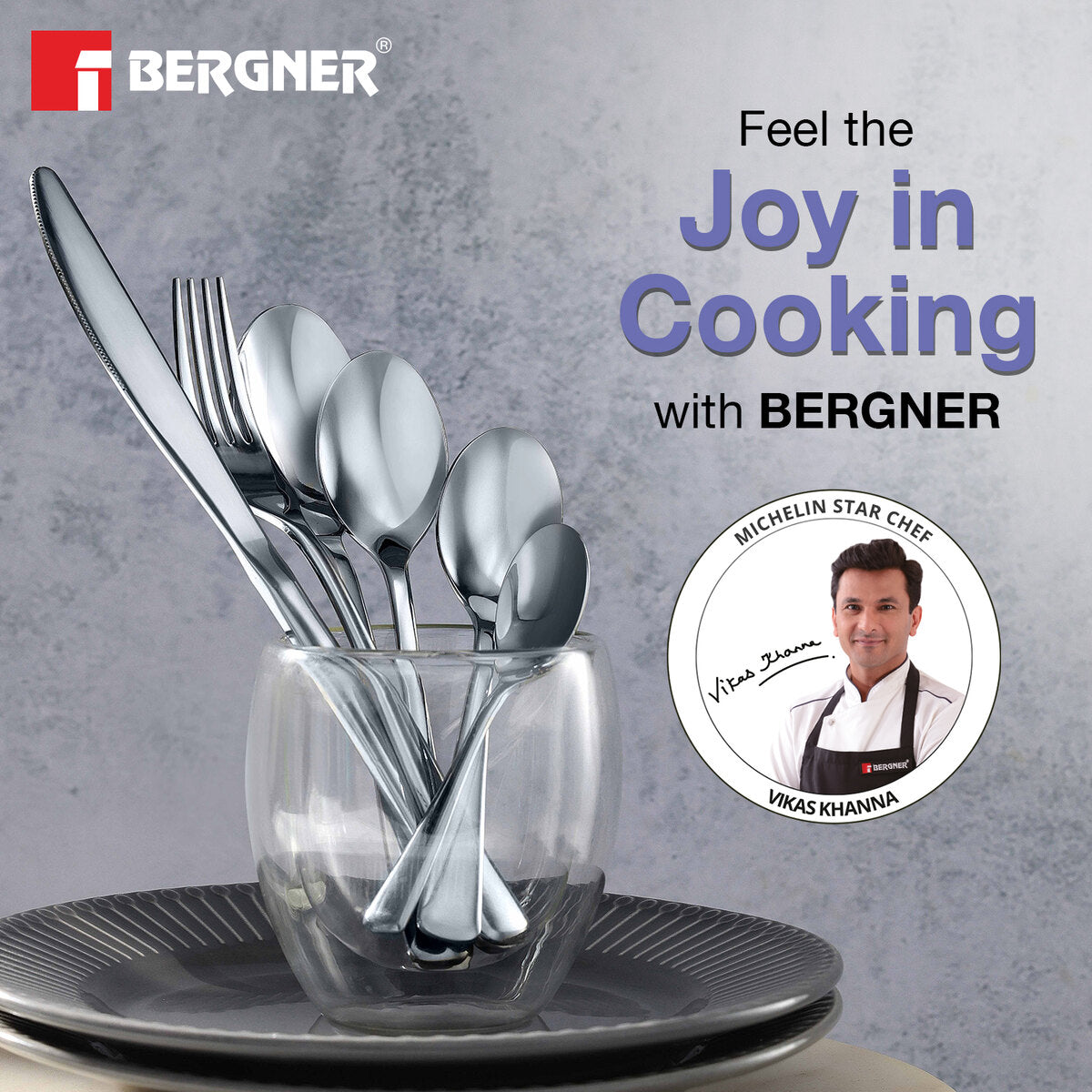 Bergner BE Essentials Baguette Stainless Steel 6 Pcs Tea Spoon Set, 14.5cm Long