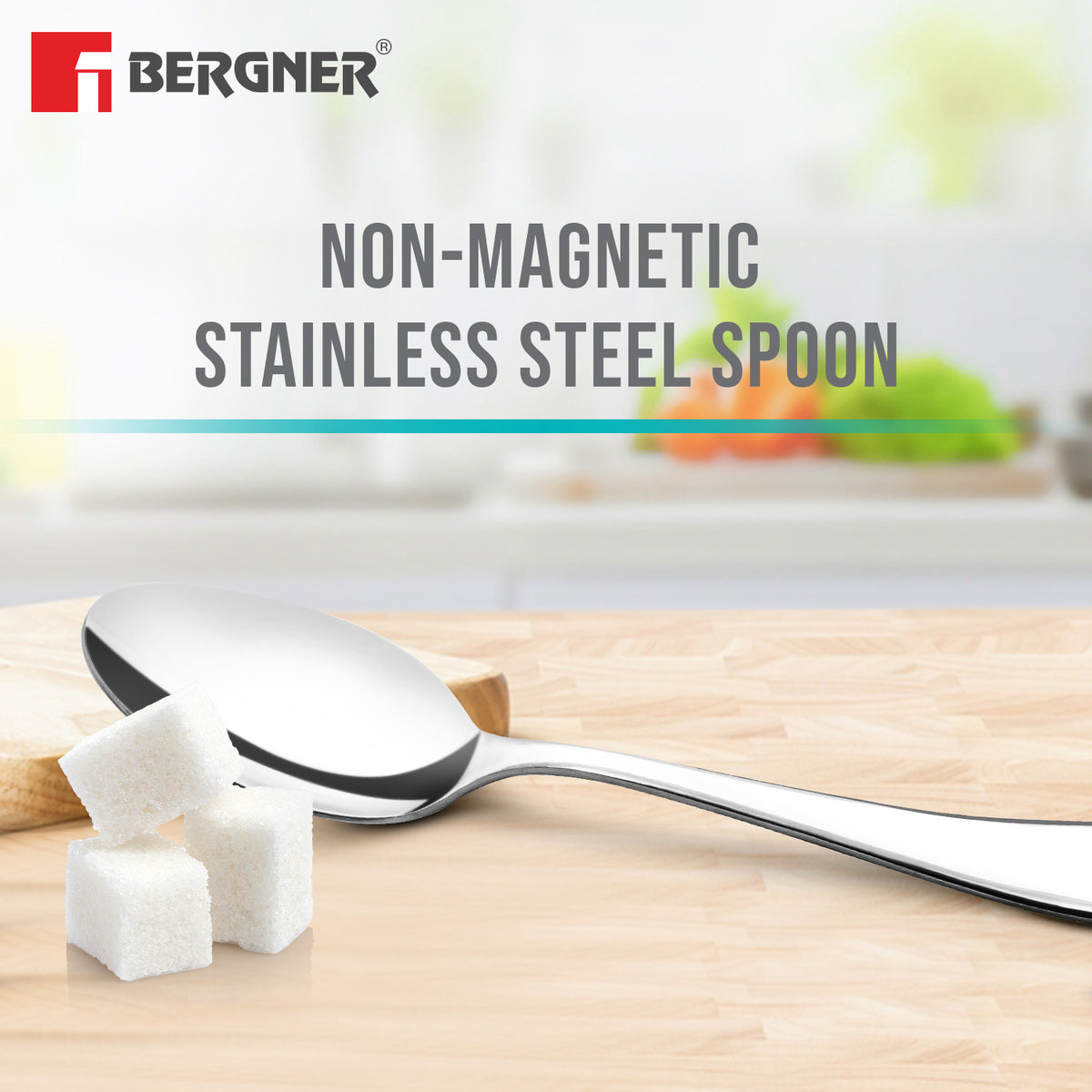 Bergner BE Essentials Baguette Stainless Steel 6 Pcs Tea Spoon Set, 14.5cm Long