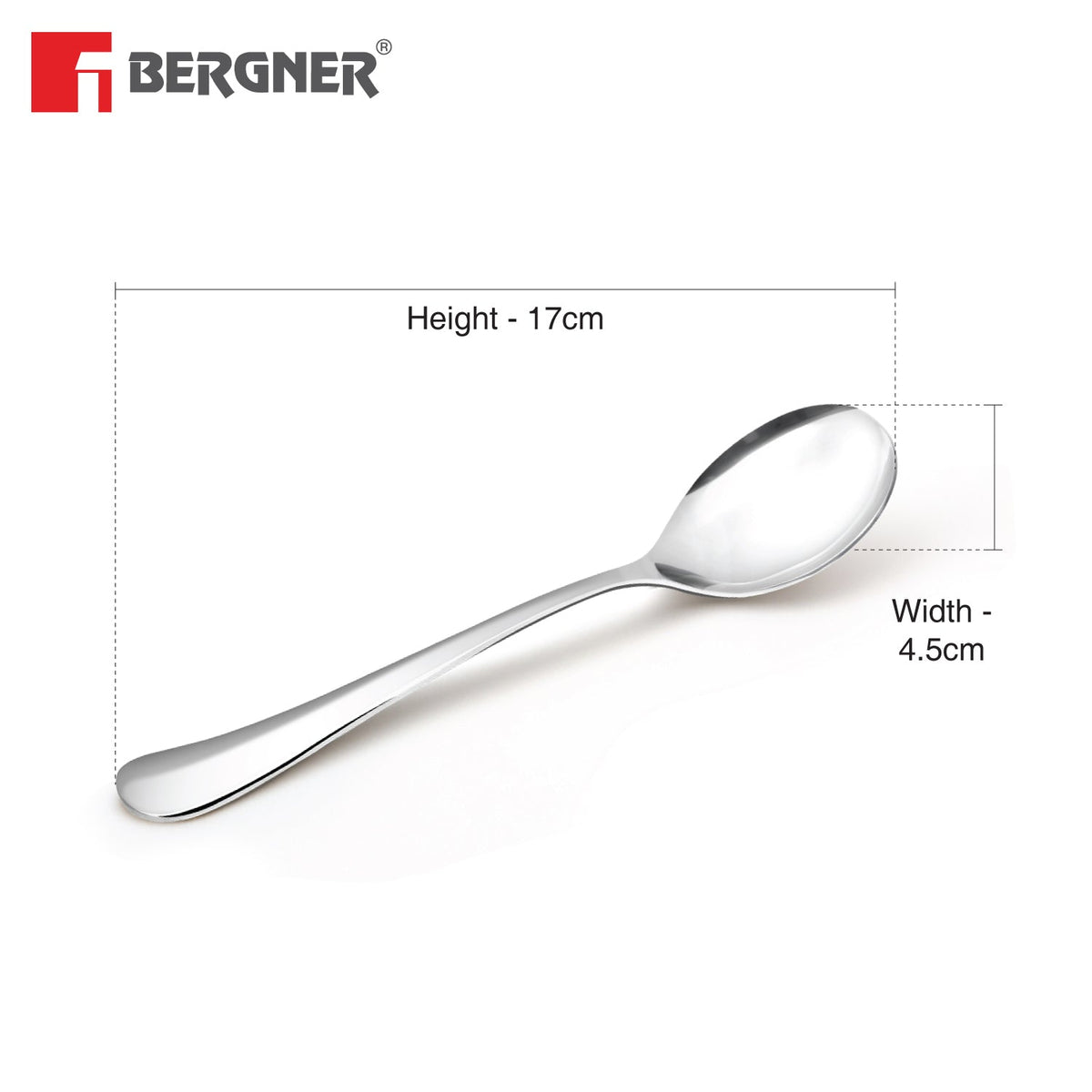 Bergner BE Essentials Baguette Soup Spoon Set of 6 (Silver)