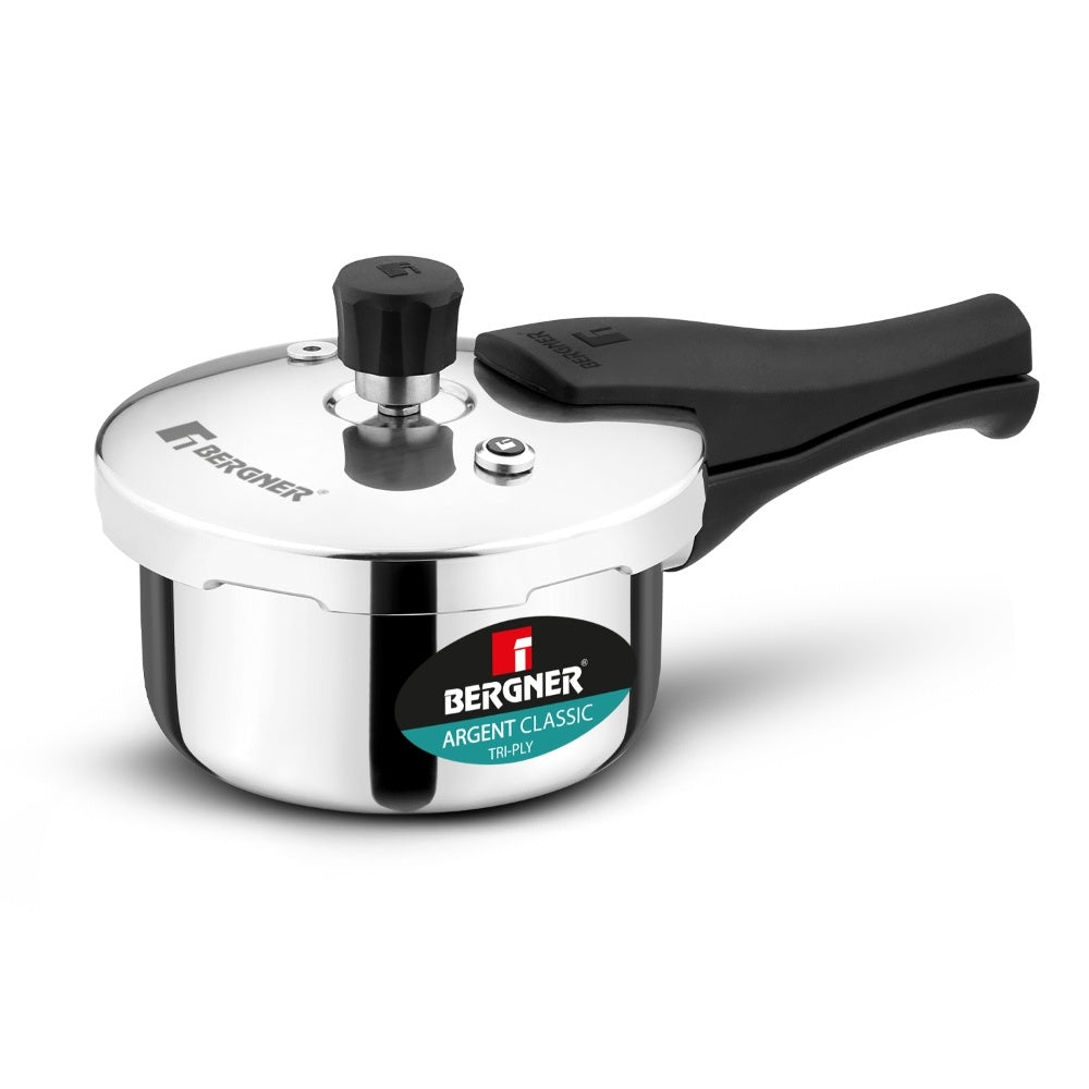 Bergner Argent Classic Triply Outer Lid Pressure Cooker 1.0L - Induction Bottom