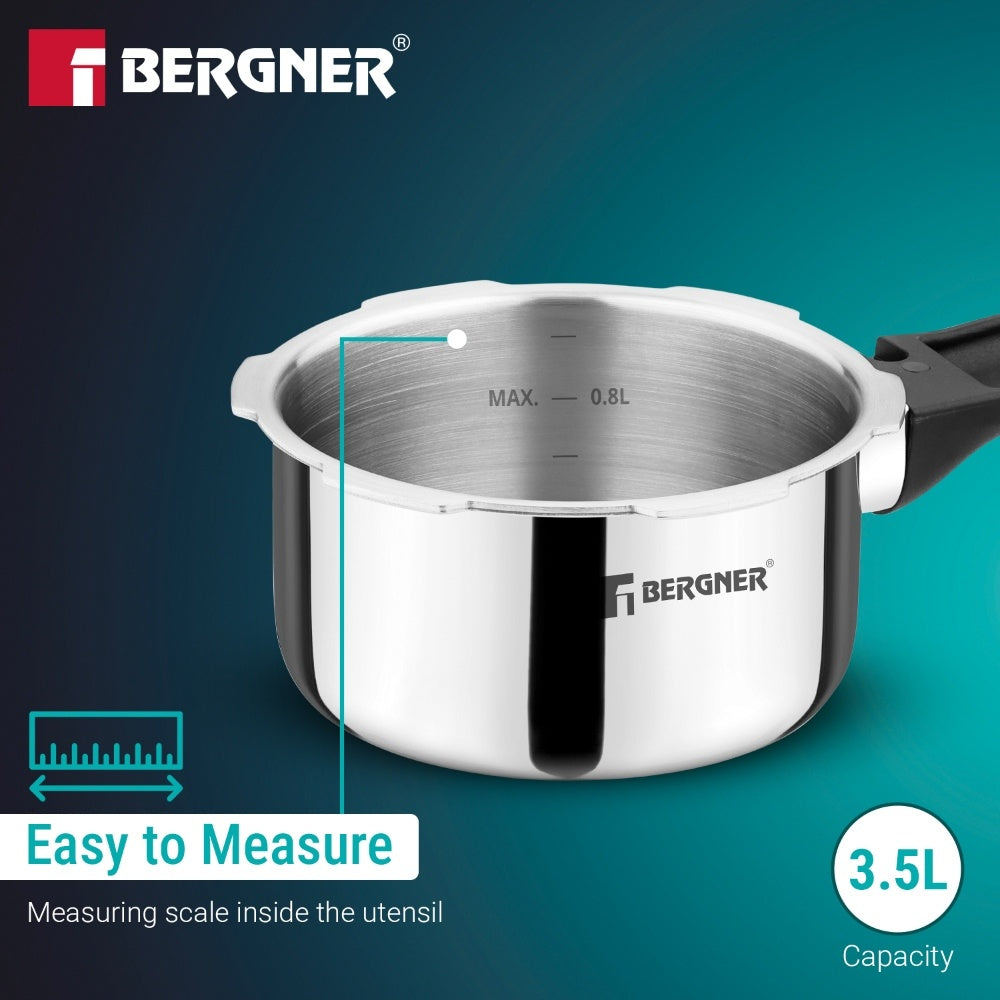 Bergner Argent Classic Triply Outer Lid Pressure Cooker 1.0L - Induction Bottom