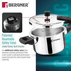 Bergner Argent Classic Triply Outer Lid Pressure Cooker 1.5L - Induction Bottom