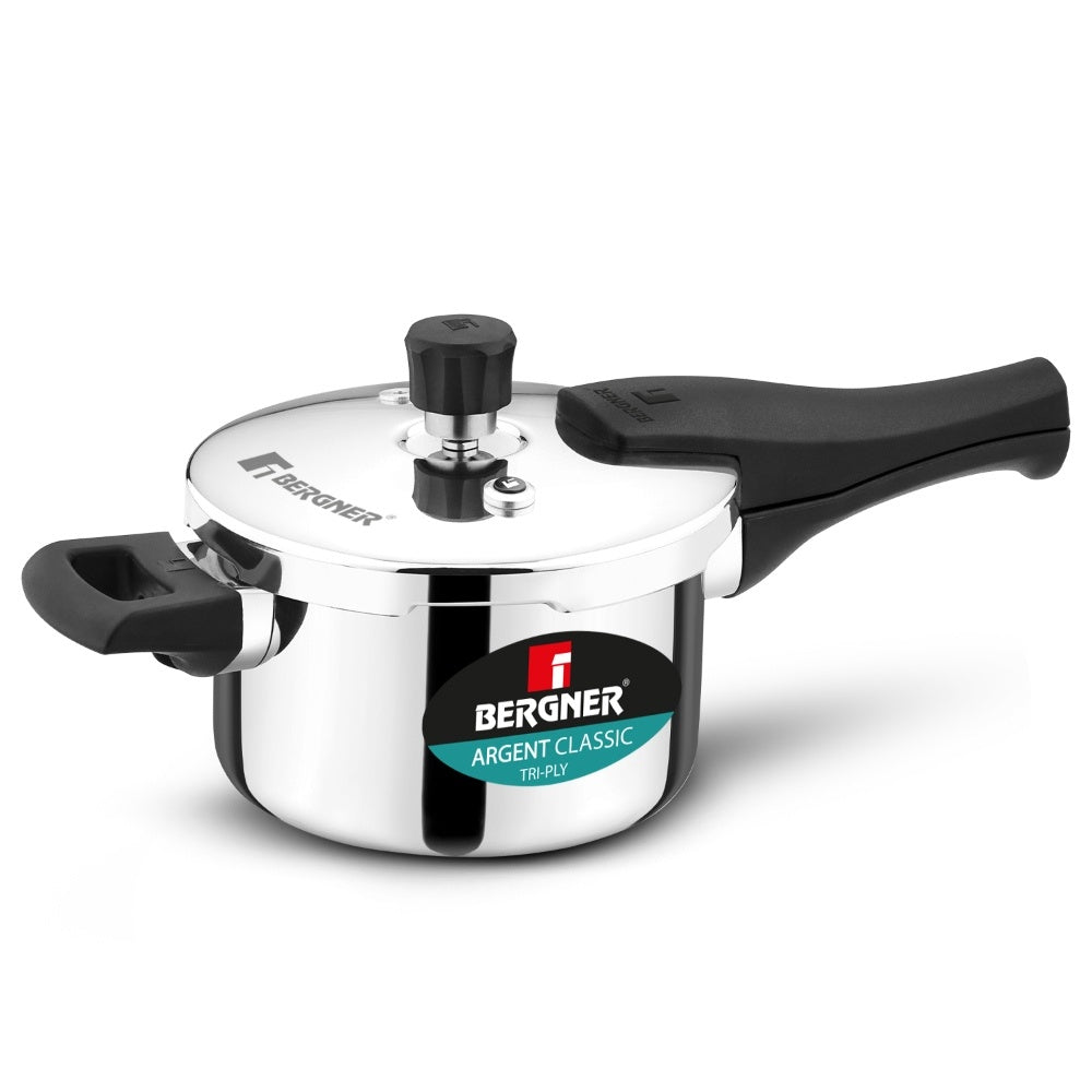 Bergner Argent Classic Triply Outer Lid Pressure Cooker 2.5L - Induction Bottom