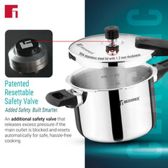 Bergner Argent Classic Triply Outer Lid Pressure Cooker 3.5L - Induction Bottom