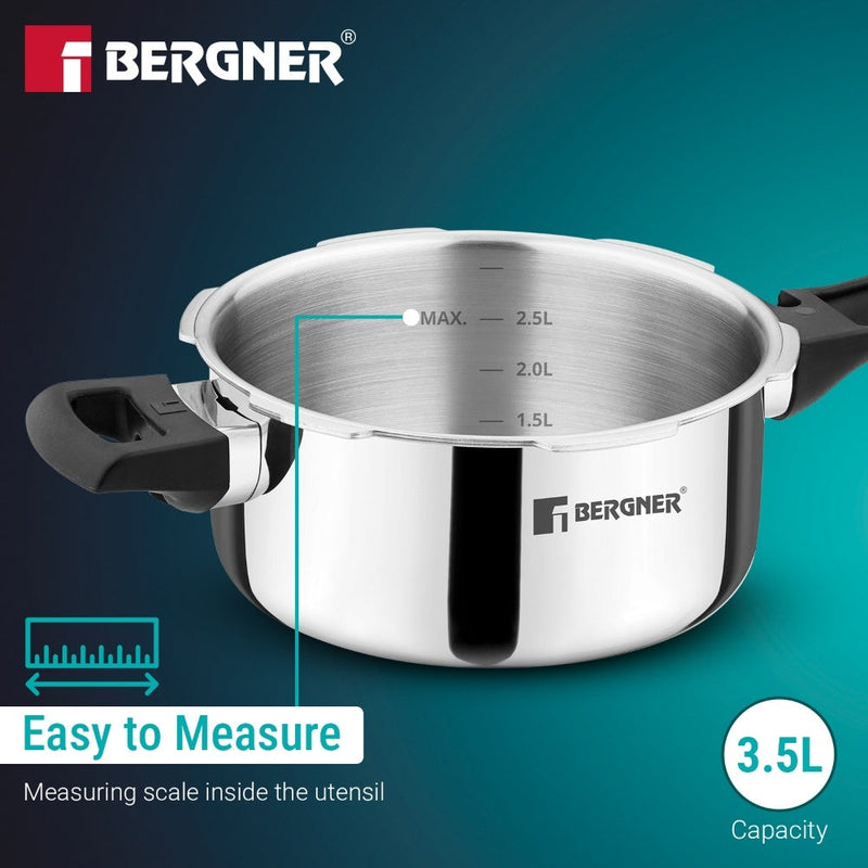 Bergner Argent Classic Triply Outer Lid Pressure Pan 3.5L - Induction Bottom