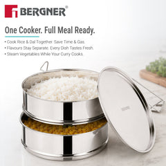 Bergner Argent Classic Stainless Steel 2 Tier Pressure Cooker Separator | 20cm (Dia)