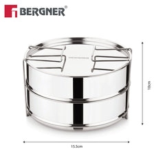 Bergner Argent Classic Stainless Steel 2 Tier Pressure Cooker Separator/Containers (18cm Dia)