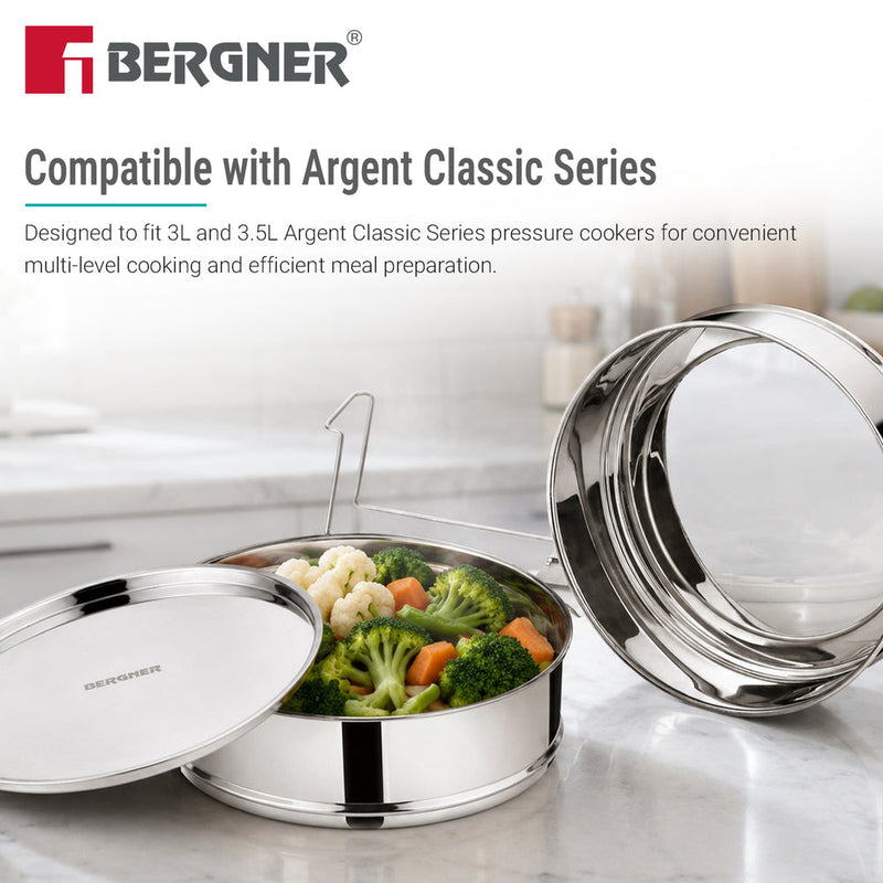Bergner Argent Classic Stainless Steel 2 Tier Pressure Cooker Separator (15cm Dia)