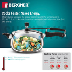 Bergner Shouraya Tri-ply Stainless Steel Inner Lid Belly 5 L Pressure Cooker