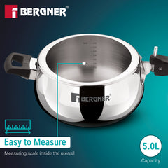 Bergner Shouraya Tri-ply Stainless Steel Inner Lid Belly 5 L Pressure Cooker