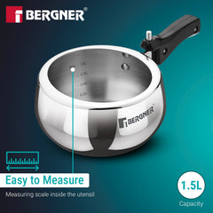 Bergner Shouraya TriPly Stainless Steel Inner Lid Belly Pressure Cooker 1.5 L