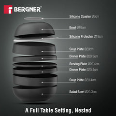 Bergner MasterPRO by Bergner Share Play Stoneware 9 Pcs Dinnerware Set - Matte Black
