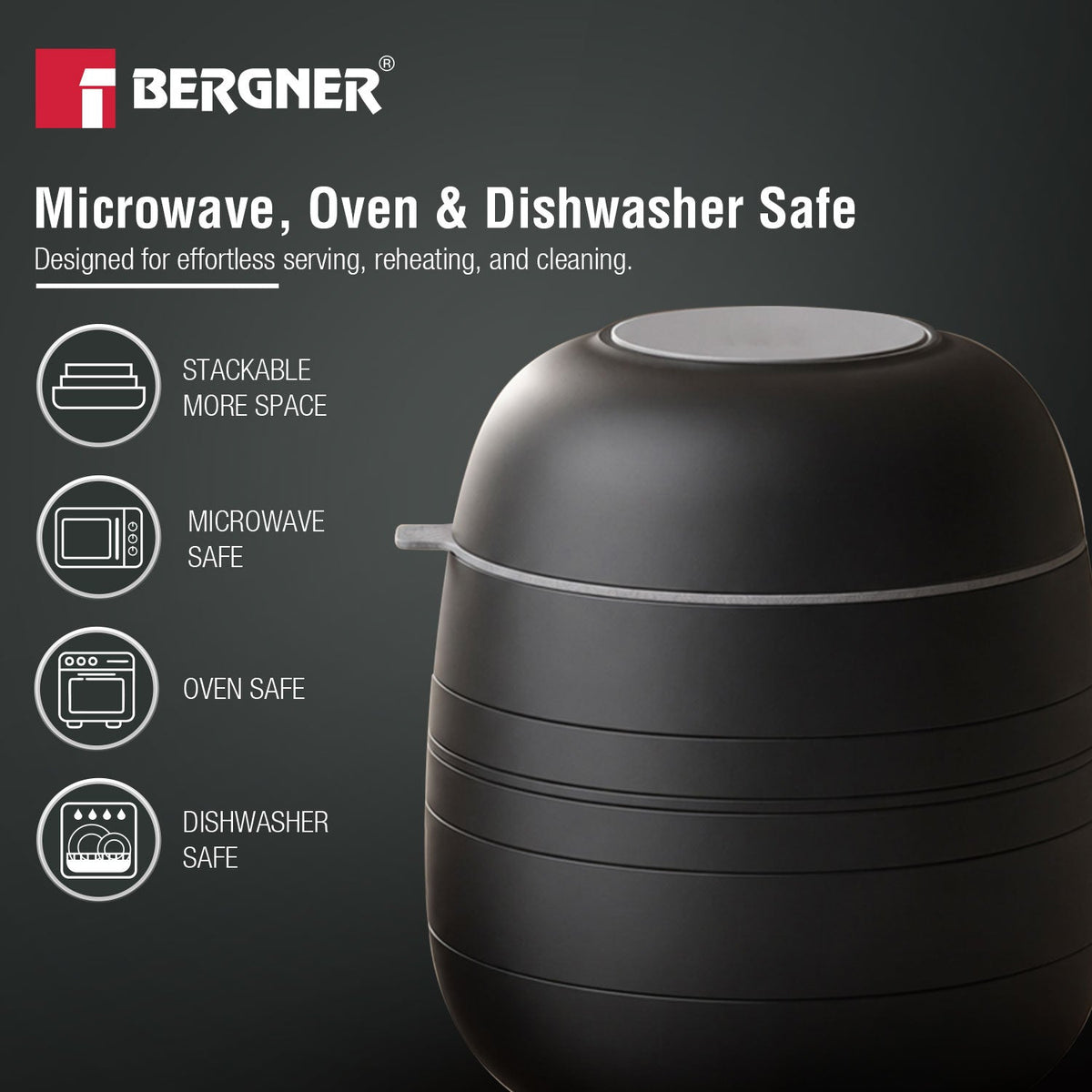 Bergner MasterPRO by Bergner Share Play Stoneware 9 Pcs Dinnerware Set - Matte Black