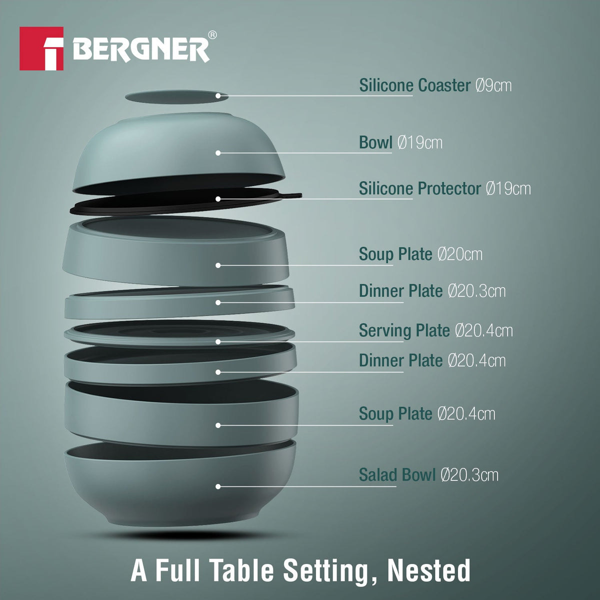 Bergner MasterPRO by Bergner Share Play Stoneware 9 Pcs Dinnerware Set - Dusty Blue