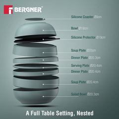 Bergner MasterPRO by Bergner Share Play Stoneware 9 Pcs Dinnerware Set - Dusty Blue