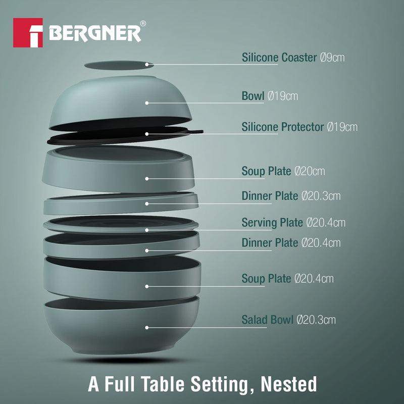 Bergner MasterPRO by Bergner Share Play Stoneware 9 Pcs Dinnerware Set - Dusty Blue