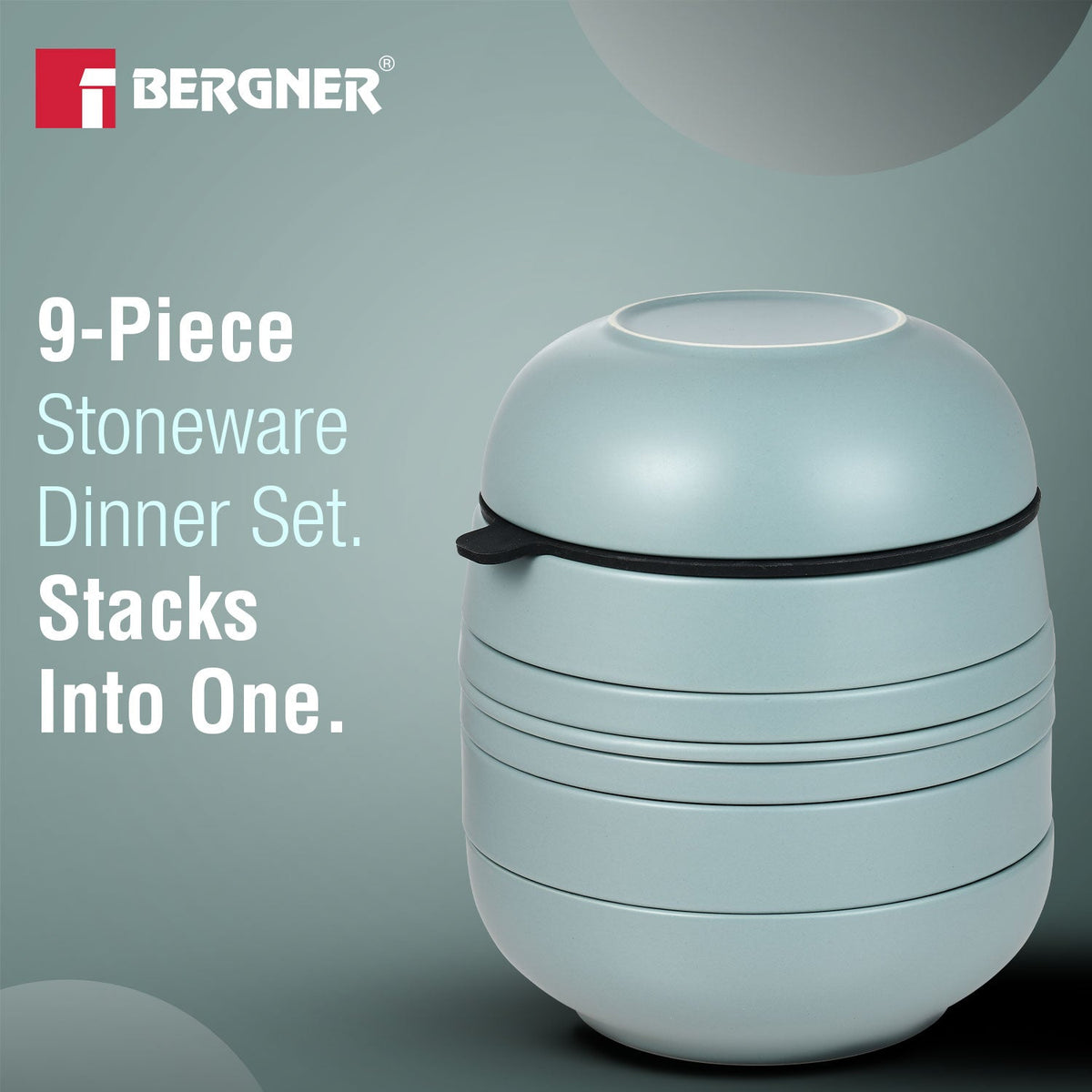 Bergner MasterPRO by Bergner Share Play Stoneware 9 Pcs Dinnerware Set - Dusty Blue