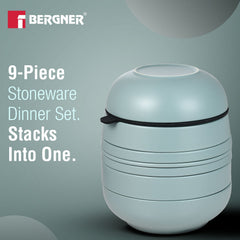 Bergner MasterPRO by Bergner Share Play Stoneware 9 Pcs Dinnerware Set - Dusty Blue