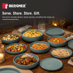 Bergner MasterPRO by Bergner Share Play Stoneware 9 Pcs Dinnerware Set - Dusty Blue