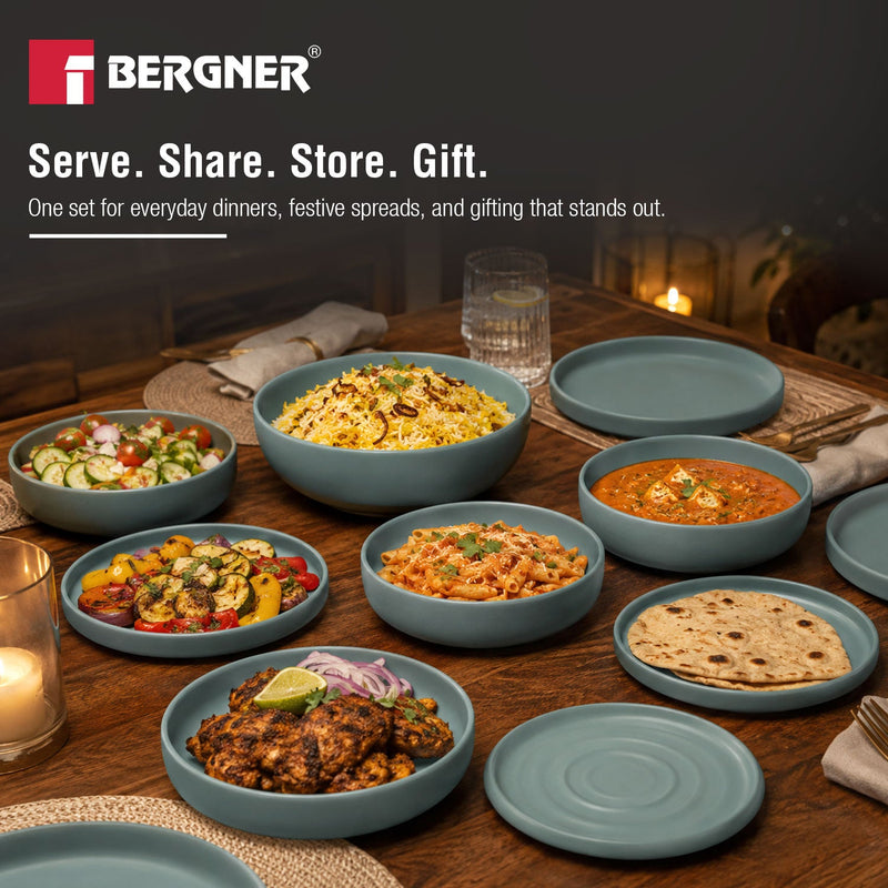 Bergner MasterPRO by Bergner Share Play Stoneware 9 Pcs Dinnerware Set - Dusty Blue