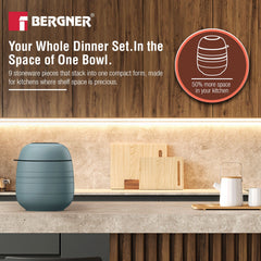 Bergner MasterPRO by Bergner Share Play Stoneware 9 Pcs Dinnerware Set - Dusty Blue
