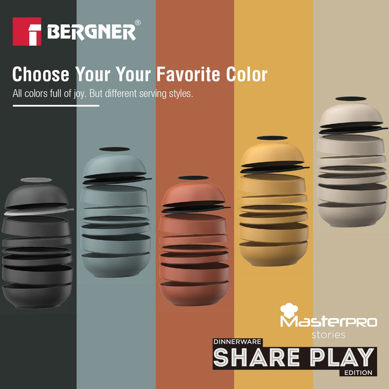 Bergner MasterPRO by Bergner Share Play Stoneware 9 Pcs Dinnerware Set - Dusty Blue