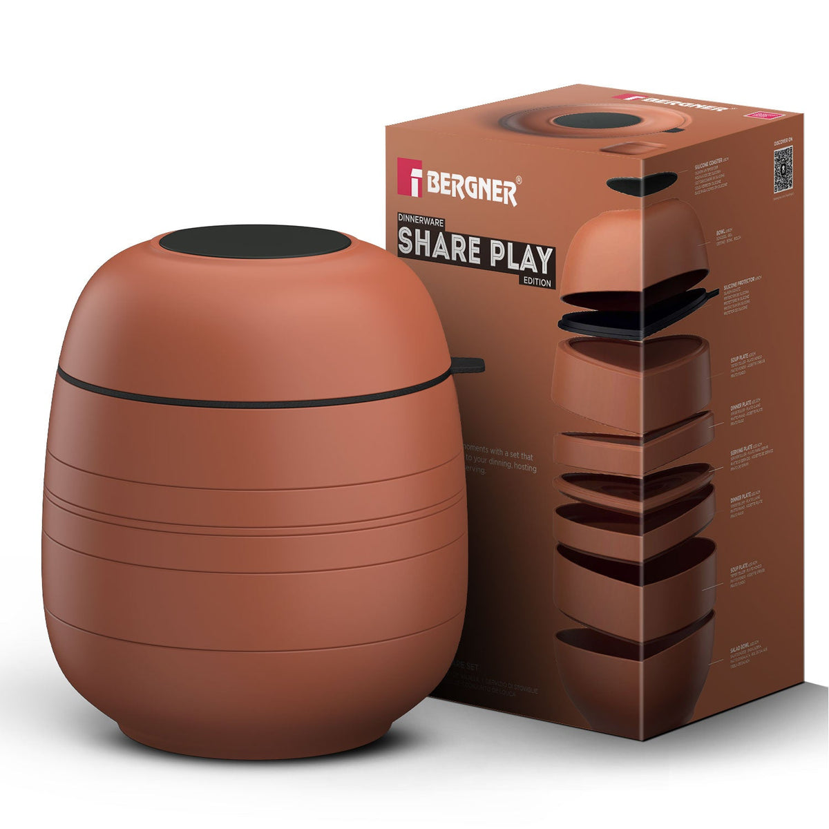 Bergner MasterPRO by Bergner Share Play Stoneware 9 Pcs Dinnerware Set - Clay Orange