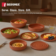 Bergner MasterPRO by Bergner Share Play Stoneware 9 Pcs Dinnerware Set - Clay Orange