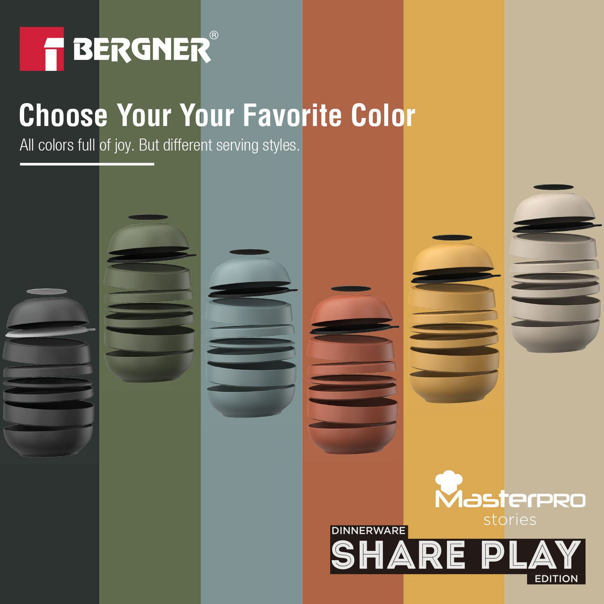 Bergner MasterPRO by Bergner Share Play Stoneware 9 Pcs Dinnerware Set - Clay Orange