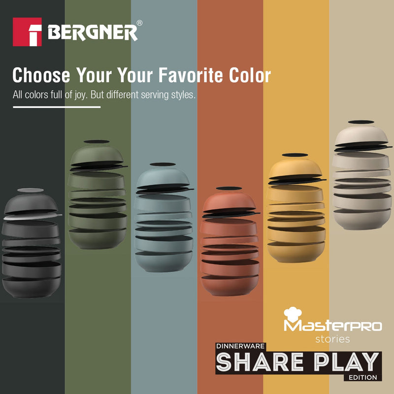 Bergner MasterPRO by Bergner Share Play Stoneware 9 Pcs Dinnerware Set - Clay Orange