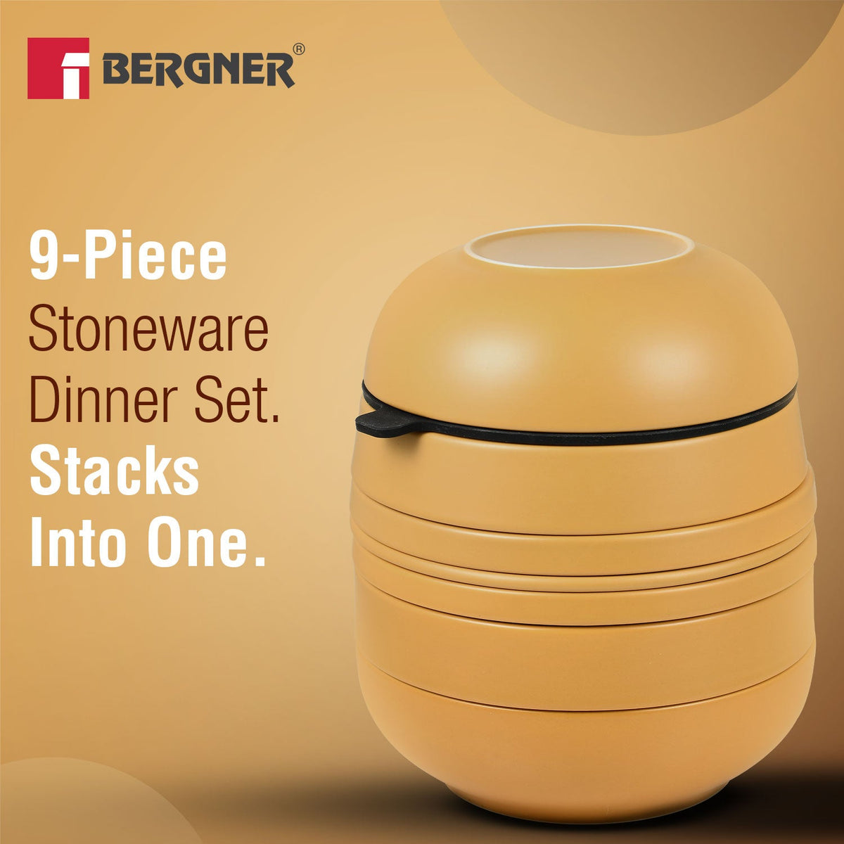 Bergner MasterPRO by Bergner Share Play Stoneware 9 Pcs Dinnerware Set - Mustard Yellow