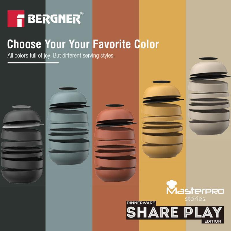 Bergner MasterPRO by Bergner Share Play Stoneware 9 Pcs Dinnerware Set - Mustard Yellow