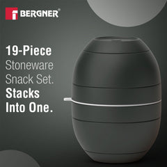 Bergner MasterPRO by Bergner Share Play Stoneware 19 Pcs Snackware Set - Matte Black