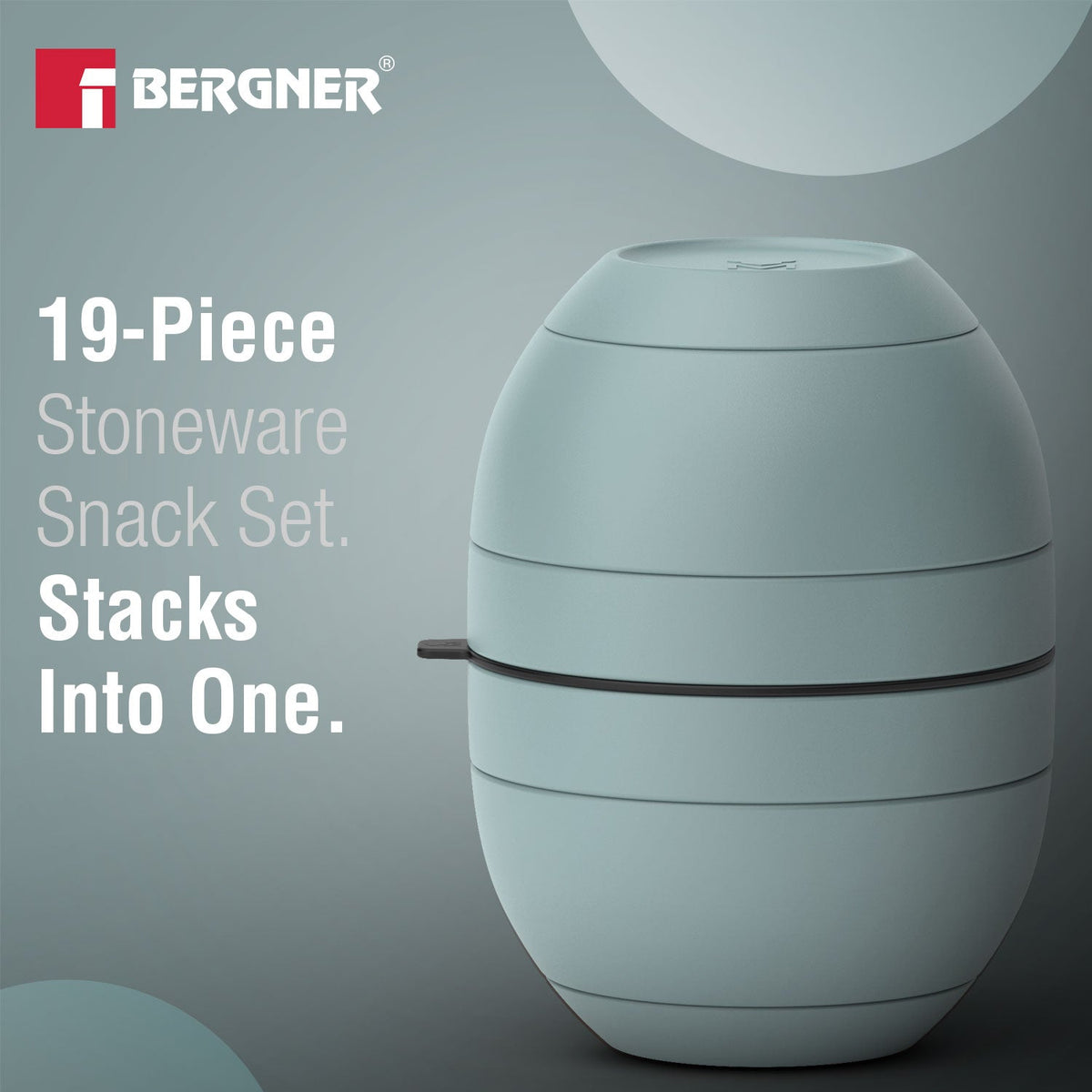 Bergner MasterPRO by Bergner Share Play Stoneware 19 Pcs Snackware Set - Dusty Blue