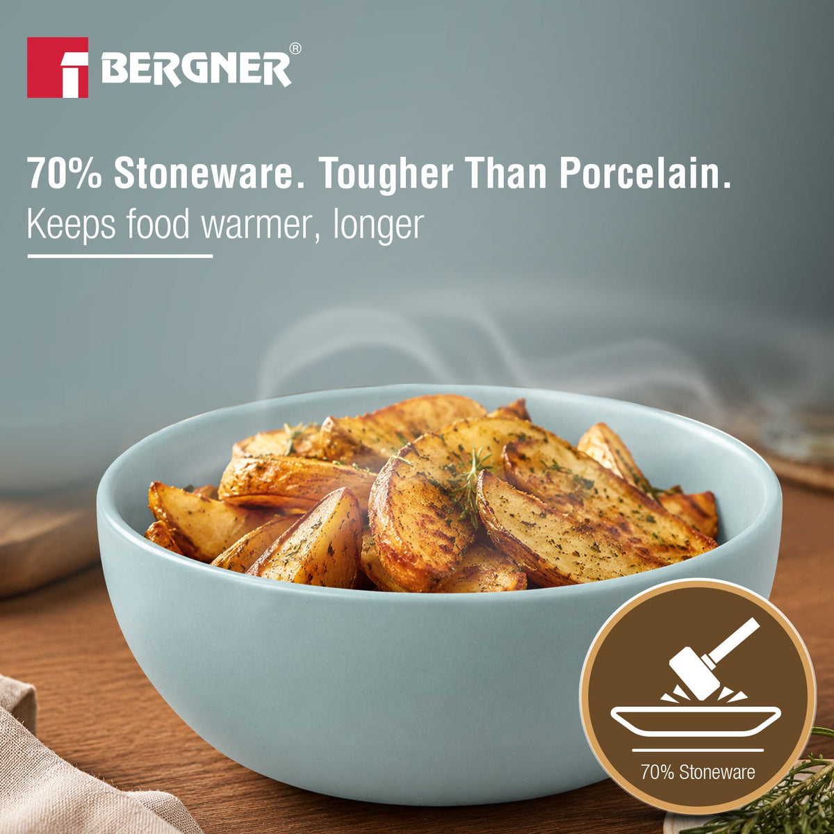 Bergner MasterPRO by Bergner Share Play Stoneware 19 Pcs Snackware Set - Dusty Blue