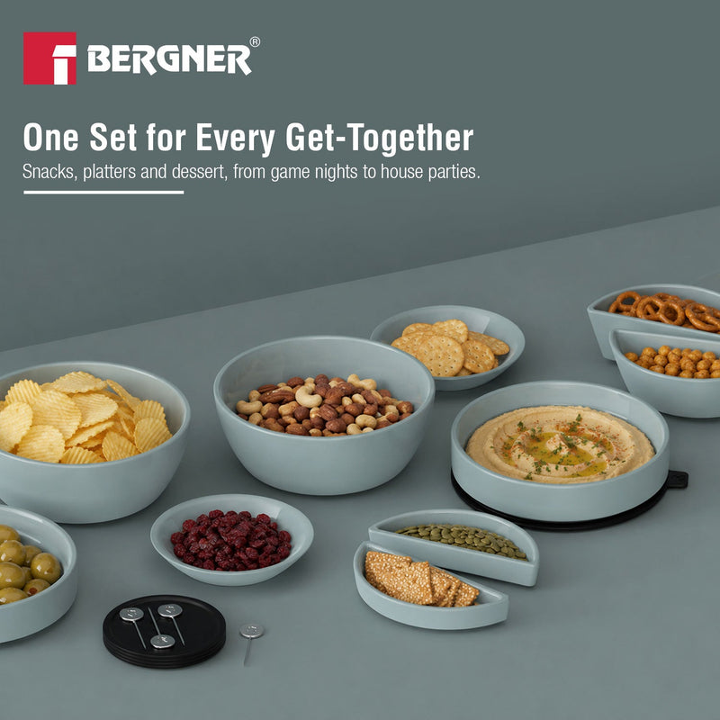 Bergner MasterPRO by Bergner Share Play Stoneware 19 Pcs Snackware Set - Dusty Blue